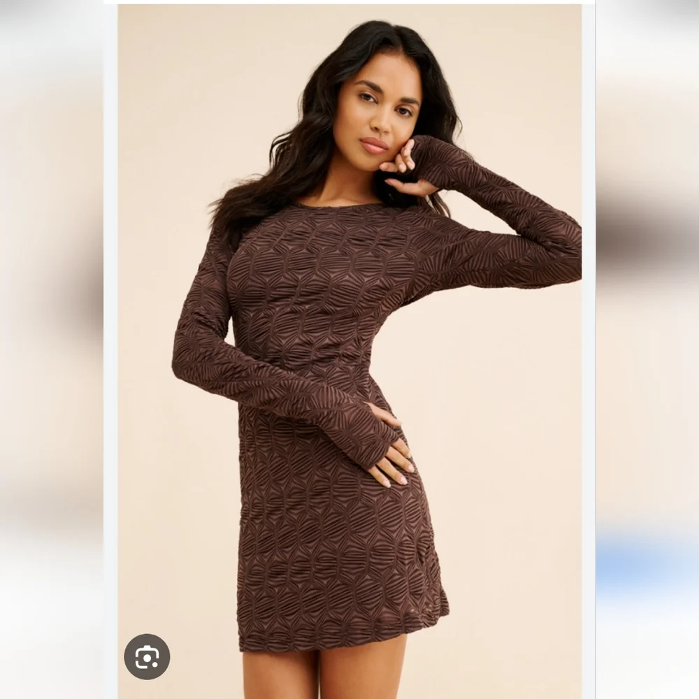 NWT FREE PEOPLE PAULIE mini Dress Textured Boho Chic festival Brown